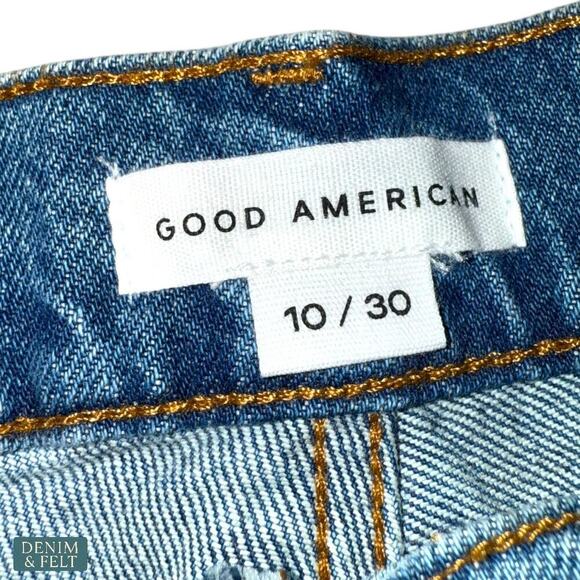 Good American Good 90s High Rise Distressed Denim Cutoff Shorts Size 10/30 - Picture 7 of 12